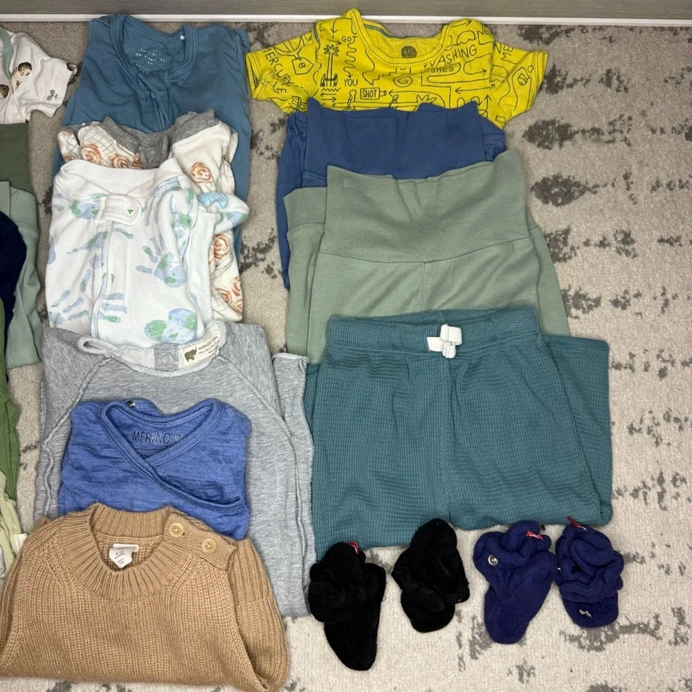 100% Organic Cotton Wool 26 Pc Large Mixed Sizes Baby Boy Bundle Lot - Picture 3 of 13